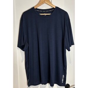 HEAD Mens XXL Navy Blue Space Dye Performance Training T-Shirt Short Sleeve Logo